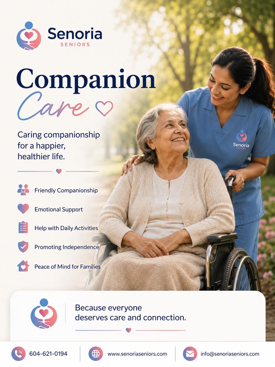 Senoria Seniors Companion Care — caring companionship for a happier, healthier life
